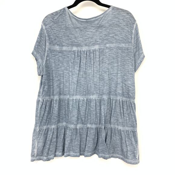 Style & Co. Embroidered Beaded Tiered Tunic Top Womens XL Washed Blue - Picture 2 of 6